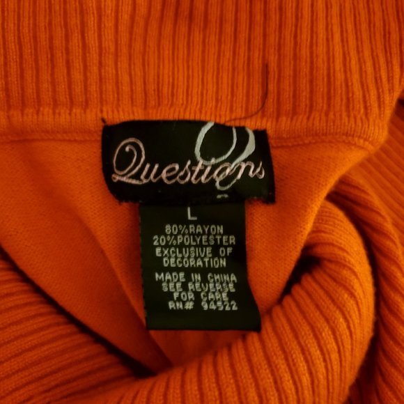 Questions ORANGE Long Sleave off shoulder sweater with gold dot detail Size L - Picture 4 of 12